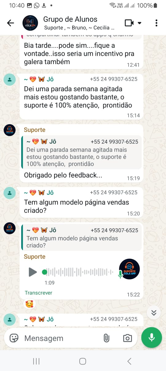 Depoimento de aluno do COLA.APP 1